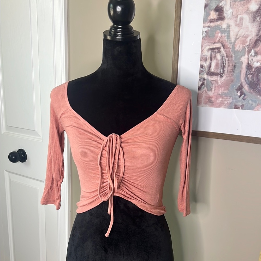 Express Peach Tie-Front Blouse